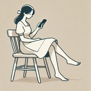 スマホを眺める主婦