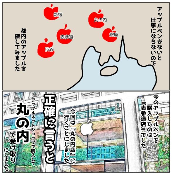 2コマ漫画「Apple丸の内に行った」