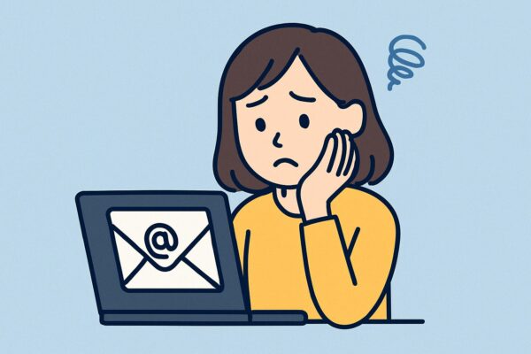 詐欺メールかもしれないと困惑する女性