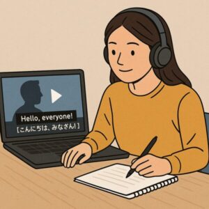 字幕翻訳している女性