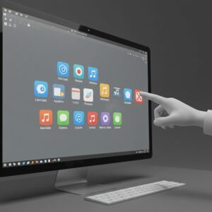 Windows 11 25H2のPCがカクついて動作が不安定になり、画面を指さして困っているイラスト