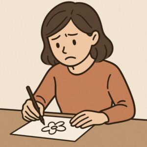 イラストを描いている女性