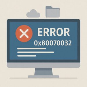 Windowsのエラーコード0x80070032に関する画像。ファイル同期やバックアップの失敗と対処法を解説する記事のさし絵