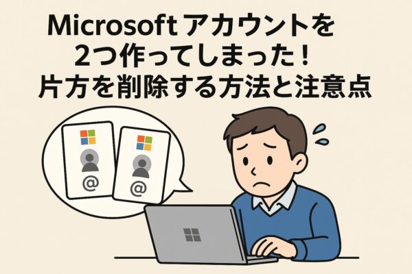 MSアカウントを2つ作った男性イラスト