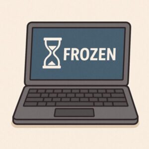 【解決策】Windowsの自動メンテナンスでPCが動かない!ディスク100%の原因と対策 1 フリーズして動かなくなったパソコンイラスト