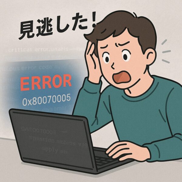 A user staring at a Windows error message that briefly flashes on screen and disappears. The screen shows a hexadecimal error code and a red “ERROR” label, representing a fleeting system crash or BSOD.