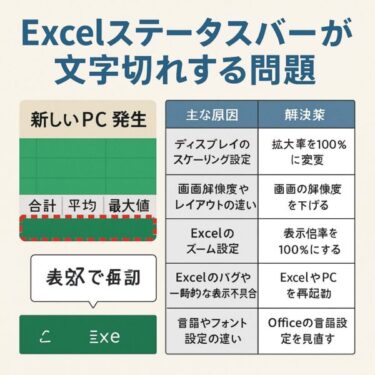 【2025年最新版】Office365 Excelで「合計」などの表示が右下で切れる原因と対処法