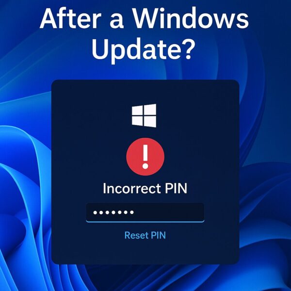 Can’t Log In After a Windows Update? Full Fix Guide for PIN Errors, Black Screens, and Profile Issues (2025 Edition) 1 Windows login error after update showing incorrect PIN and black screen with warning icons – Fix guide for 2025