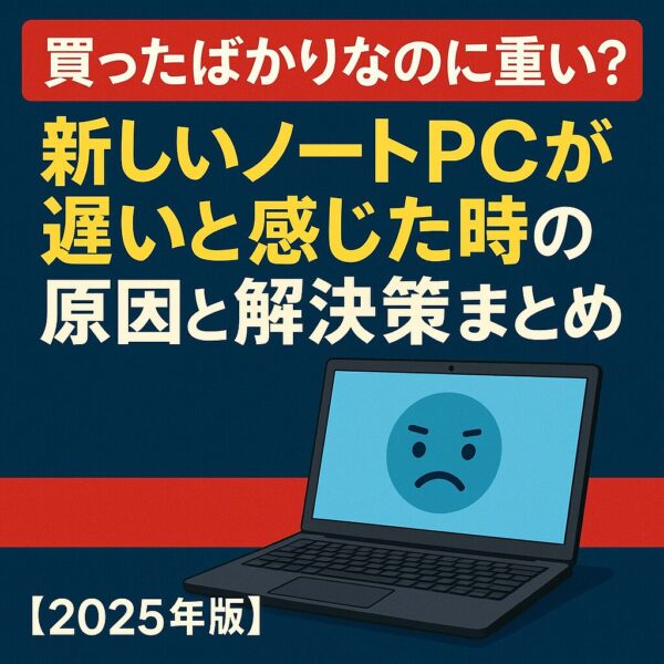 PCを買ったばかりなのに重い」と悩むユーザー向けに、原因と解決策をまとめたトラブル対策ガイドのイメージ画像