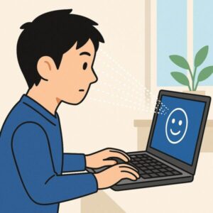 【2025年版】Googleが「パスワード廃止」へ?Windowsユーザーも知っておきたい「パスキー」の話 2 パスキーを使ってPCにログインしようとしている男性
