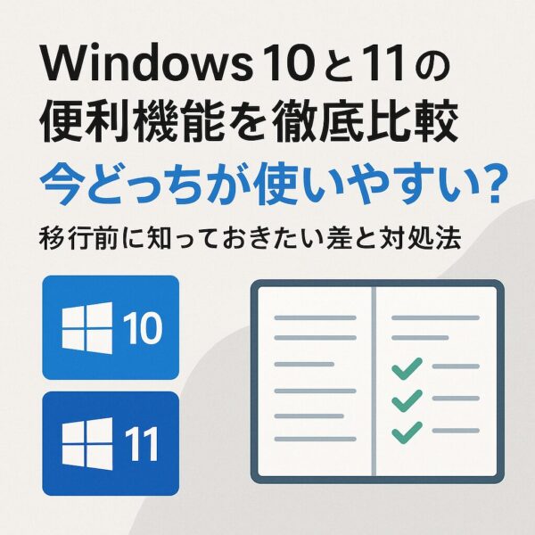 Windows 10と11の便利機能を比較する記事のタイトル画像