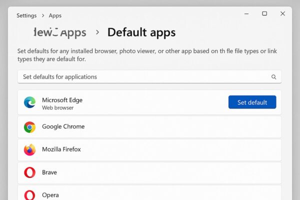 Windows 11 default apps settings showing browser change option