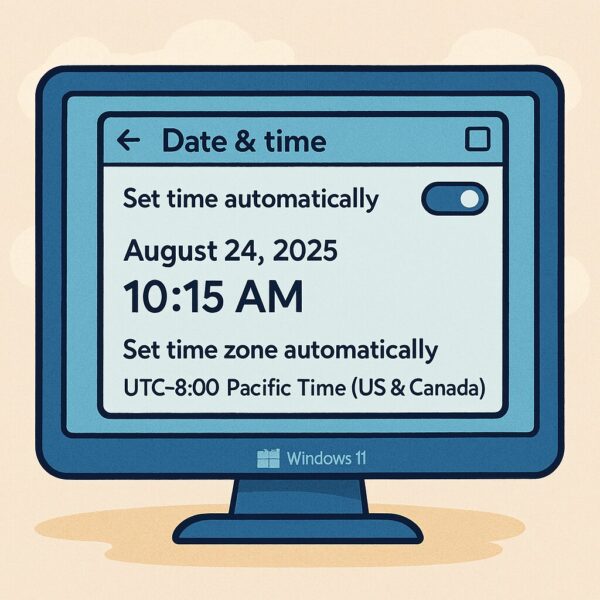 How to Change the System Time and Date in Windows 11 (Beginner’s Guide with Pro Tips) 1 Windows 11 date and time settings window