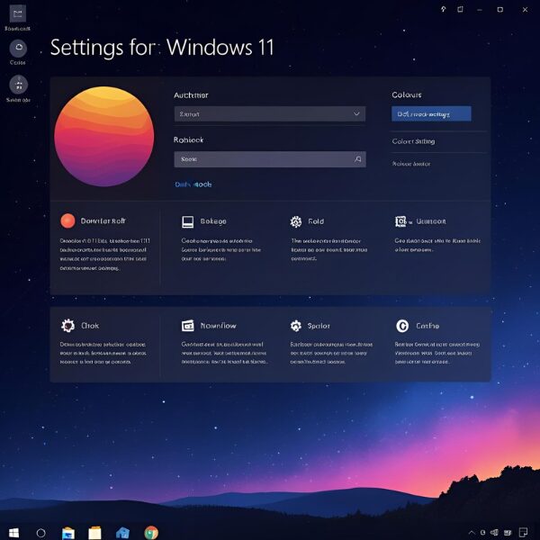 windows11 color settings screen with dark mode enabled