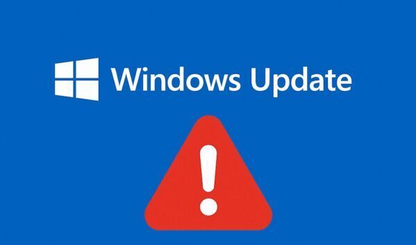Warning graphic showing Windows 11 cumulative update KB5065426 error 0x800f0991, with a blue background and alert icon