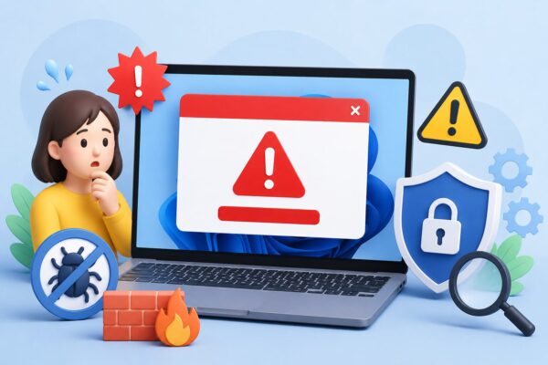 サイバーセキュリティ警告のシーン