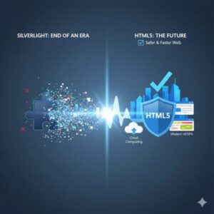 PCに残存すると危険?「Microsoft Silverlight」を今すぐ確認&安全に削除する方法 1 Silverlight の終了を示すイラスト。古いプラグインのアイコンがフェード
