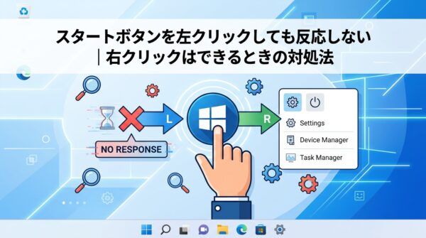 「スタートボタンを左クリックしても反応しない｜右クリックはできるときの対処法」のアイキャッチ画像