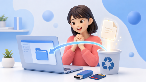 Windowsパソコンで完全削除したファイルを復元するイメージ