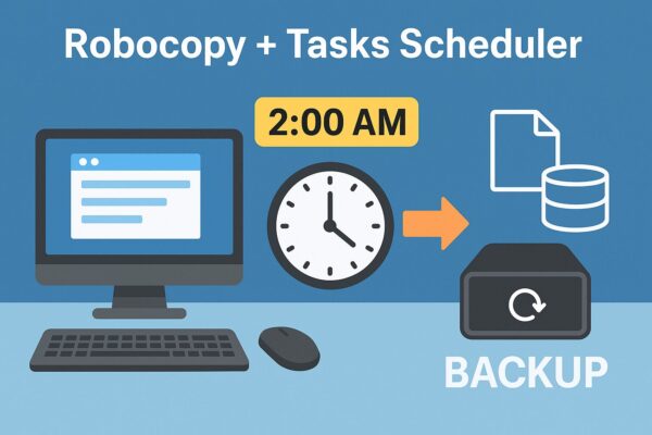 寝ているあいだに終わる!Windows標準機能Robocopyで「夜間だけ」差分バックアップを自動化する設定ガイド 1 夜2:00に静かに差分バックアップが動く」イメージ