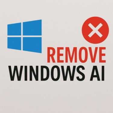 Windowsのロゴと「REMOVE WINDOWS AI」の文字、右上に×印の赤いアイコンがあるアイキャッチ画像