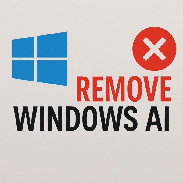 Windowsのロゴと「REMOVE WINDOWS AI」の文字、右上に×印の赤いアイコンがあるアイキャッチ画像
