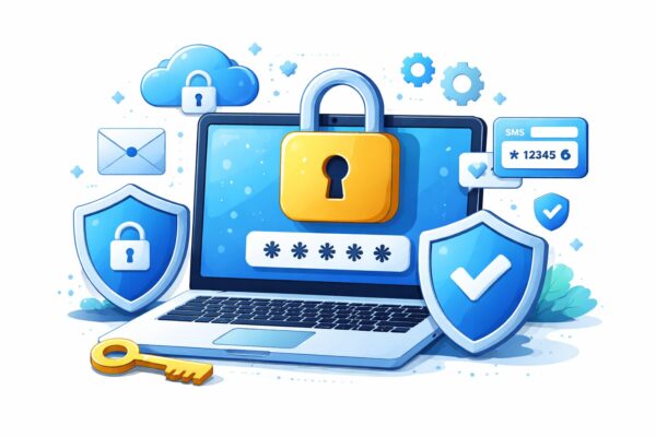 PCとセキュリティをイメージしたイラスト