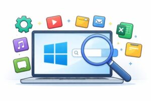 Windowsとアプリをイメージしたシンプルなイラスト