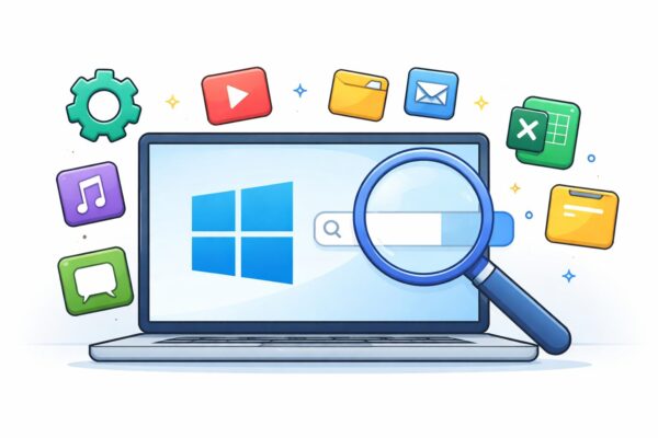 Windowsとアプリをイメージしたシンプルなイラスト
