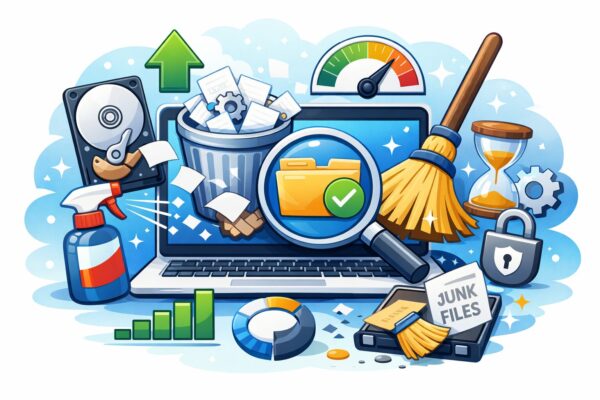 Windowsシステムのクリーンアップイメージイラスト