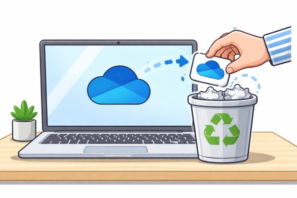OneDriveアイコンをゴミ箱へ