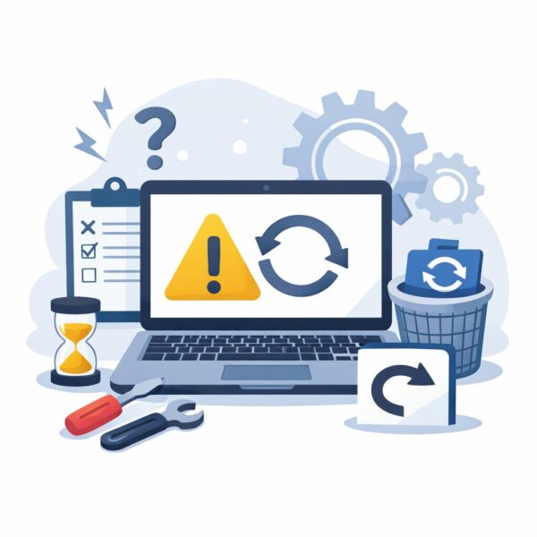 システムの更新と警告アイコン