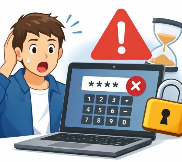 PINコードのロックと警告