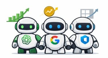 ChatGPT・Gemini・Copilotの違いを表すシンプルなAI比較イラスト