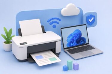 モダンなプリンターとノートパソコン