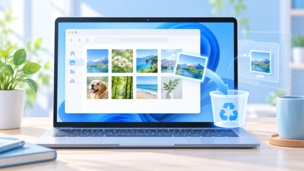 写真を削除しても、小さなプレビューが別に残る場合があることを表したイラスト