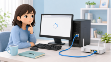 有線LANケーブルが接続されているのに、読み込みが止まって困っている状況