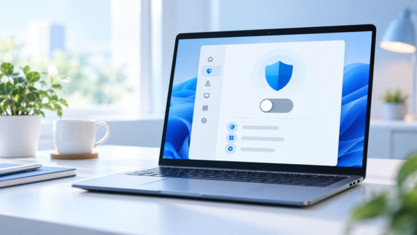 Smart App Controlの設定がグレー表示されたノートパソコンのイメージ